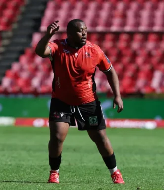 Asenathi Ntlabakanye in action for the Lions