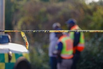 Police investigating the scene of the shooting