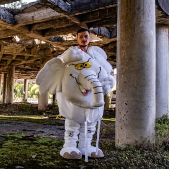 Luis Carlos Rúa in an elephant costume