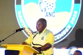 Cyril Ramaphosa speaking at the ANC conference