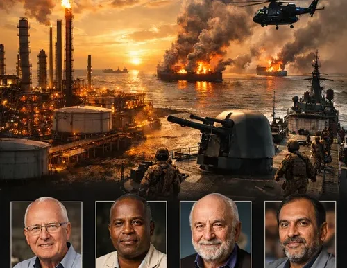 Oil refinery at sunset