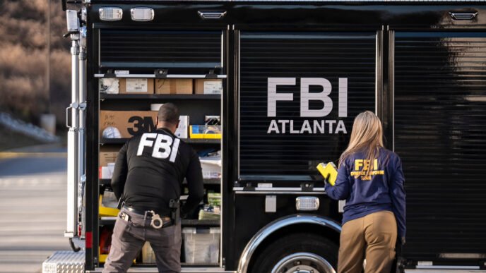 Election officials counting ballots