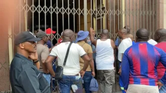 Contractors protesting outside the eThekwini Municipality building