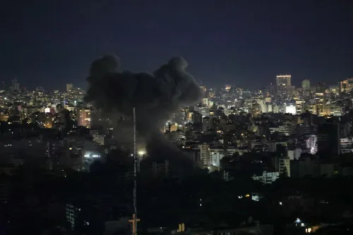 Smoke rises from the site of an Israeli airstrike in Beirut's southern suburbs