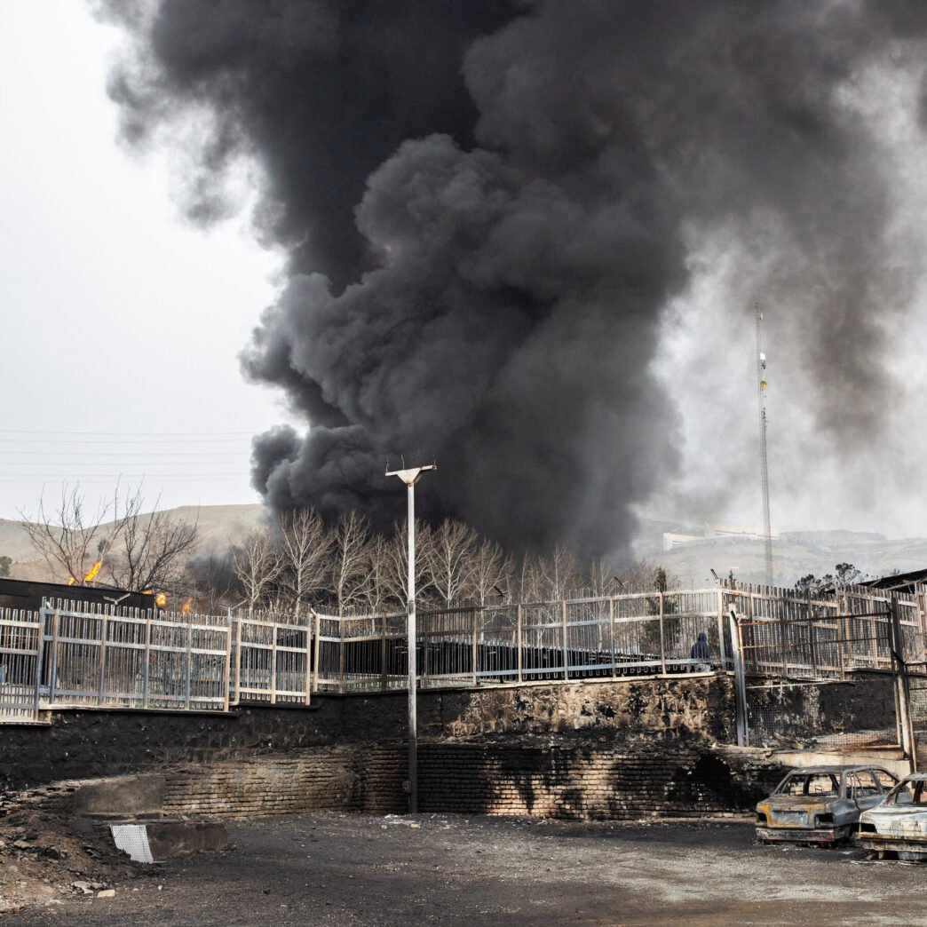 Iran power plant at night