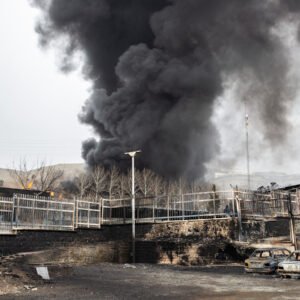 Iran power plant at night
