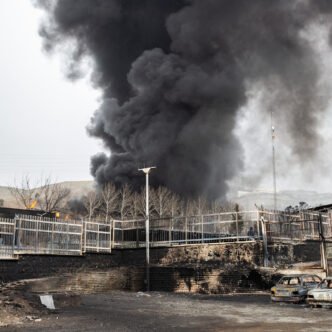 Iran power plant at night