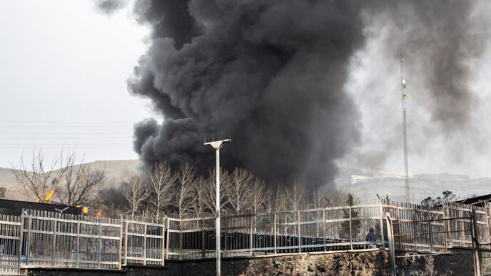 Iran power plant at night