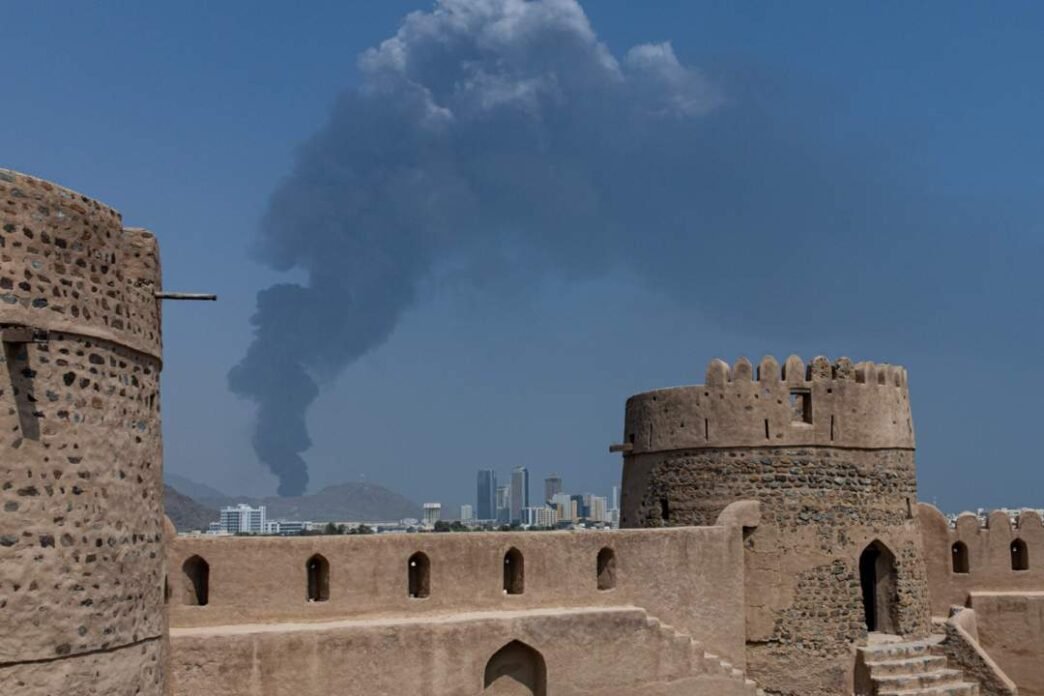 Oil facility on fire