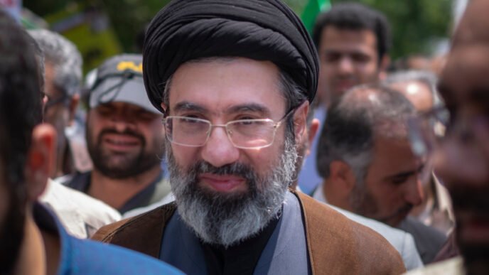 Iranian flag waving in the wind