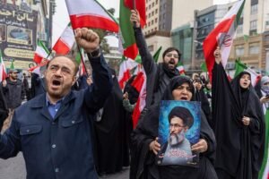 Australian flag with a red circle and line through it, symbolizing the travel ban