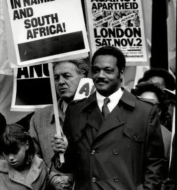Jesse Jackson speaking at a rally