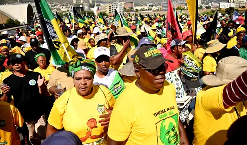 ANC supporters marching in Johannesburg CBD