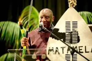 President Cyril Ramaphosa speaking at a gala dinner in Durban