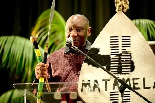 President Cyril Ramaphosa speaking at a gala dinner in Durban