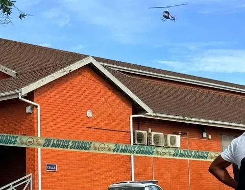 Police officers at the Ntuzuma police station