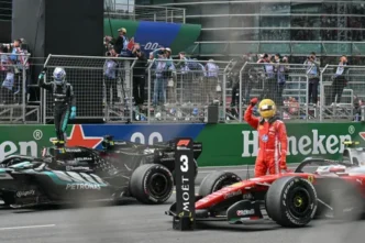 Lewis Hamilton on the podium