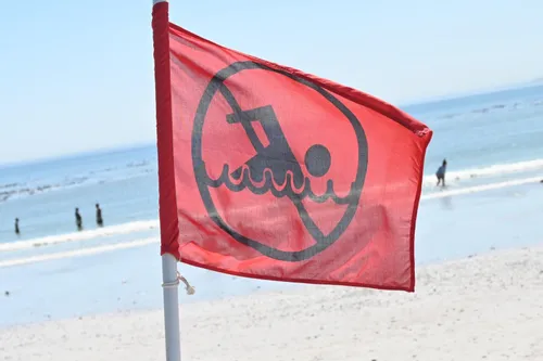 Red danger flag at Melkbosstrand Beach