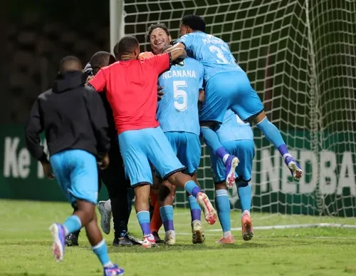 Durban City players celebrating their win