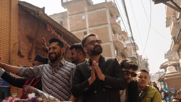 Nepal flag waving in the wind