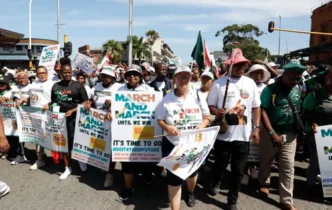 Protesters marching in East London
