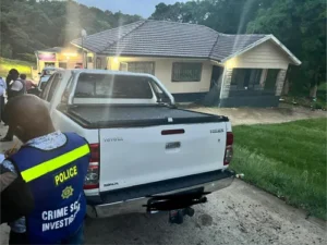 Police car with flashing lights