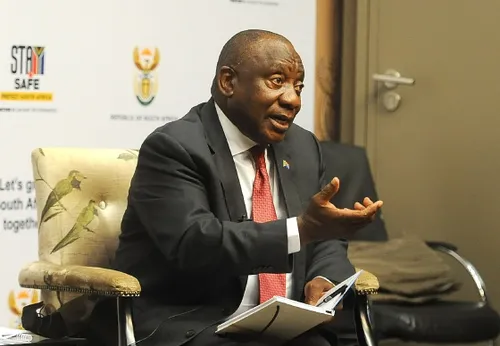 Cyril Ramaphosa speaking at a press conference