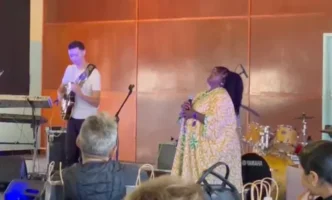 CTIJF musicians performing at Robben Island