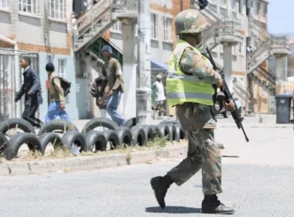 South African police at a crime scene