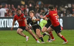 Sharks players celebrating a try