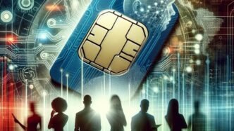 South African flag with a SIM card in the foreground