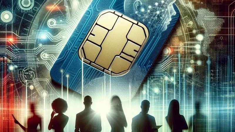 South African flag with a SIM card in the foreground