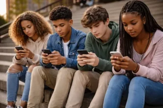 Social media addiction concept image