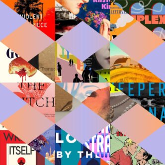 stack of books with flowers