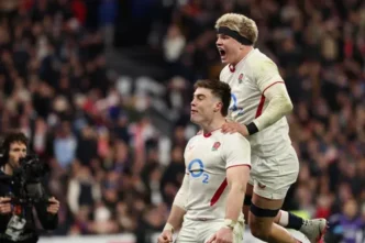 Springboks and England rugby teams in action