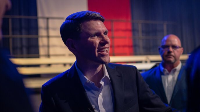 James Talarico speaking at a campaign event