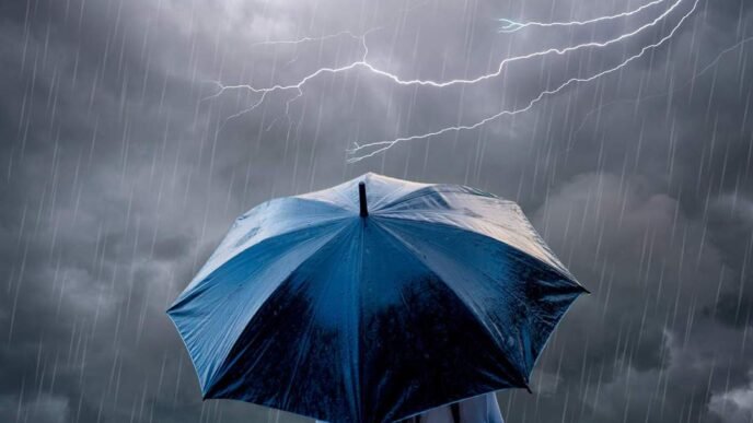 Thunderstorm over a South African landscape