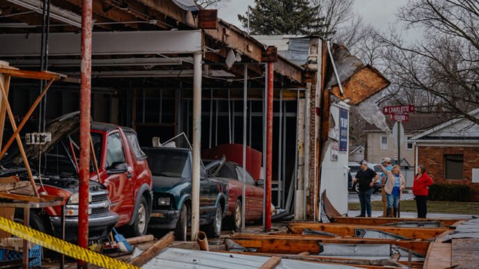 Tornado damage in Michigan