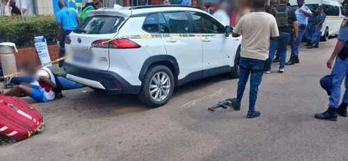 Police car with sirens on