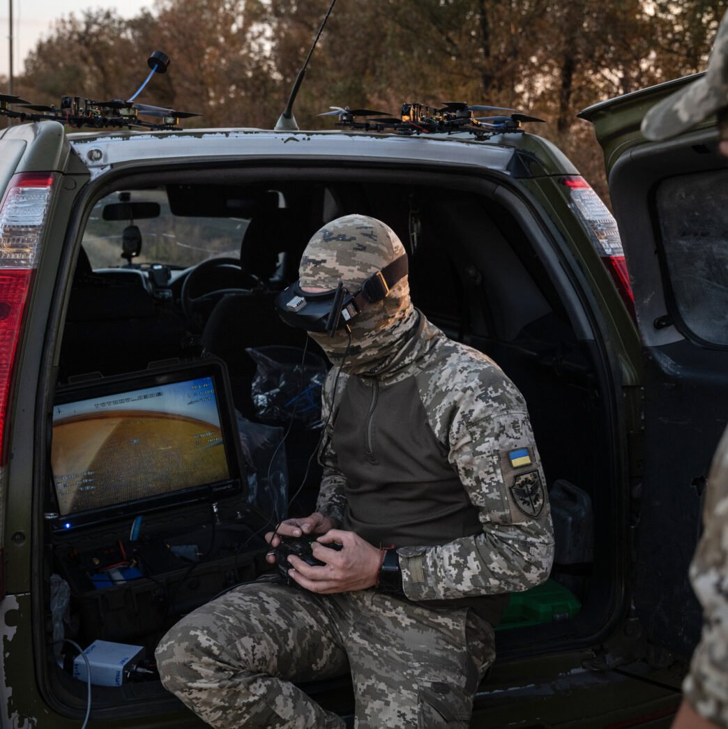 Ukrainian drones in flight