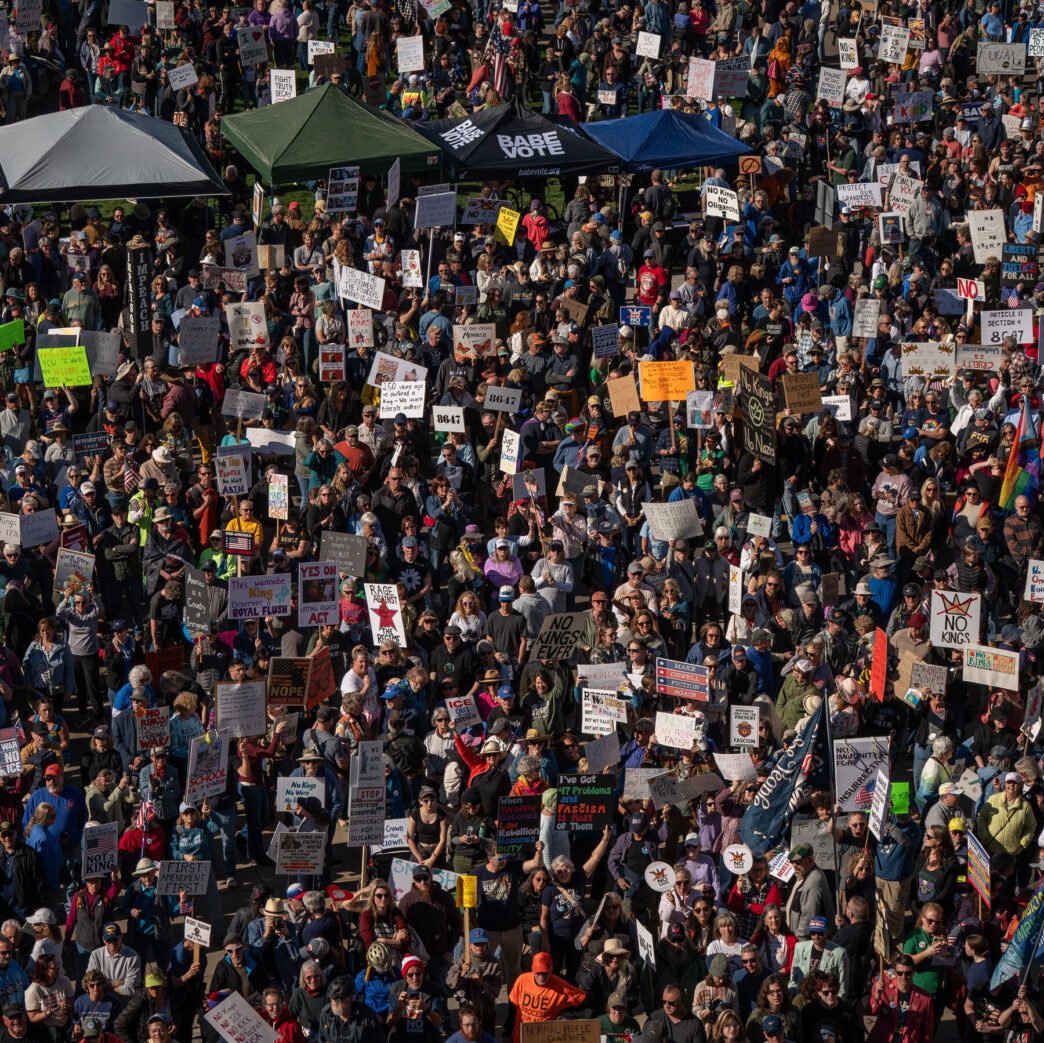 Protesters marching in the streets