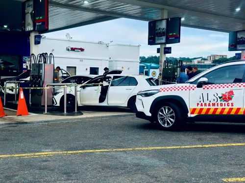 Police cars at the scene of the incident