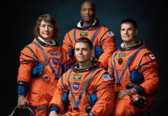 Artemis II Mission crew in space suits