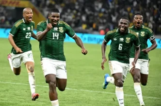 Mbekezeli Mbokazi in action for Bafana Bafana
