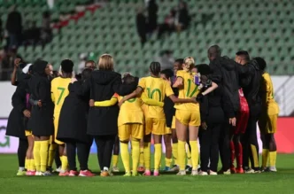 Banyana Banyana players celebrating a goal