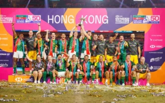 Blitzboks celebrate their victory in Hong Kong