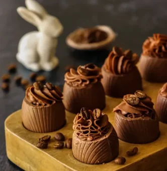 Chocolate Espresso Cheesecake filled Easter Eggs
