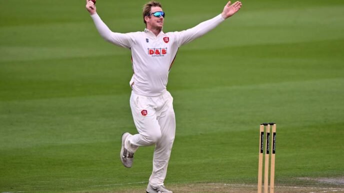 Cricket players in action