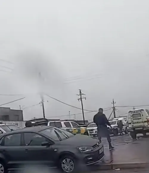 Police investigating the scene of the shooting