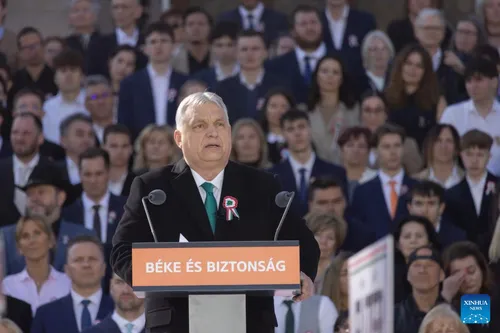 Viktor Orban speaking at a press conference